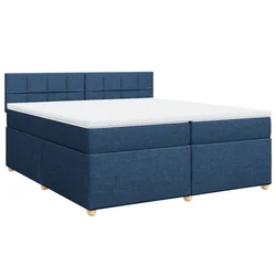 Vidaxl Box spring postelja z vzmetnico modra 200x200 cm blago