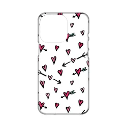 Silikonska maska za iPhone 14 Pro 6.1 Heart Pattern Print Skin bela
