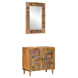 Set namještaja za kupaonicu 2 pcs Prirodna Čvrsto drvo manga