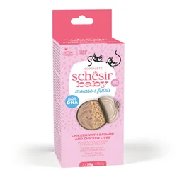 SCHESIR Vlažna hrana za mačiće Baby Cat Mulitipack, Piletina i losos, 3x55g