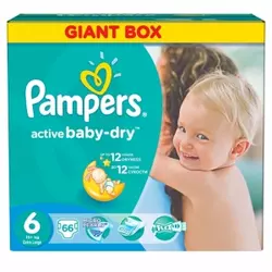 Pampers pelene Active Baby 6 Extra Large, 66 kom