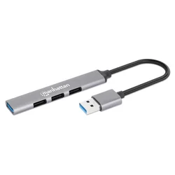 MANHATTAN USB HUB 168427, 4 porta, 3 x USB 2.0 480 Mbps, 1 x USB 3.0 5 Gbps, Sivi