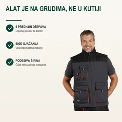 Tekton Pro Radni prsluk Hammer, Tamnosivi