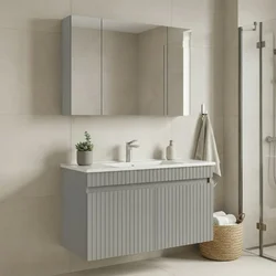 HANAH HOME Kupatilski ormarić sa umivaonikom i ogledalom (2 komada) Tivoli 100 698