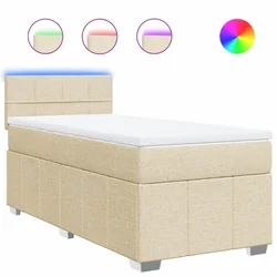 Vidaxl Box spring postelja z vzmetnico krem 100x200 cm blago