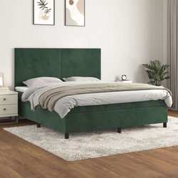 VIDAXL Box spring postelja z vzmetnico temno zelena 180x200 cm žamet