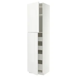 METOD / MAXIMERA Vis.el. s 2 vrata/4 fioke, bela/VOXTORP bela visokog sjaja vertikalna ručka, 60x60x240 cm