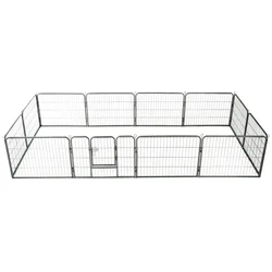 Vidaxl Ograda za pse 12 panelov jeklo 80x60 cm črne barve