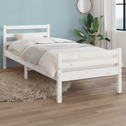 vidaXL Posteljni okvir bel iz trdnega lesa 100x200 cm