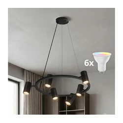 Brilagi - LED RGBW prigušiva luster na sajli SELE 6xGU10/6,5W/230V crna