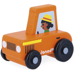 Janod Cross roads Leseni avto na potisk Traktor rdeč