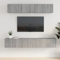 5-dijelni set TV ormarića sivog sonome konstruirano drvo