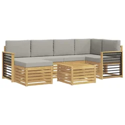 Set vanjskih sofa 7 pcs Bijela i svjetlosiva Poliester