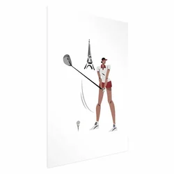 shumee Plakat - Ilustracija golfista z Eifflovim stolpom v ozadju