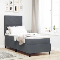 vidaXL LED Box Spring Postelja Temno siva 80 x 200 cm Žamet