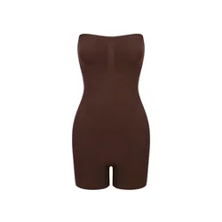 cfab Oblikovanje postave Trägerloser Bodysuit Sculpting Shapewear mit Shorts rjava