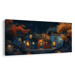 Slika čarobna zimska noč na ulicah - 80x40