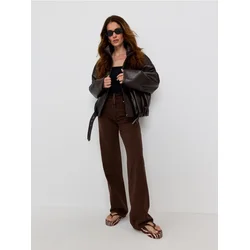 Sinsay - Straight wide leg farmerke sa visokim strukom - braon