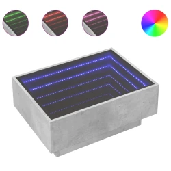 Stolić za kavu LED siva boja betona 70x50x30 cm drveni