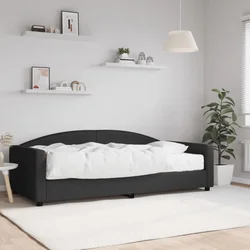 Dnevni krevet s madracem crni 100 x 200 cm od tkanine