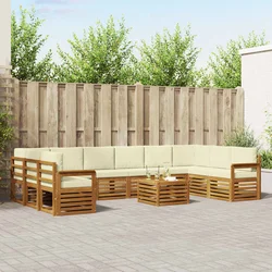 Set vanjskih sofa 11 pcs Prirodna i krem Čvrsto drvo akacije
