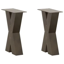 Noge za klub stolić u obliku slova X, 2 kom, prirodni čelik, 38 x (42-43) cm, čelik