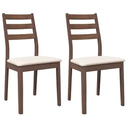 Vidaxl Jedilni stoli z blazinami 2 kosa Brown Solid Wood Rubber