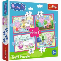 Trefl - Puzzle 4v1 Peppa ljubi pustolovščine - 1 - 39 kosov