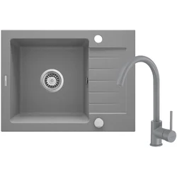 Deante ZQZ S11A Sudopera, 1 korito, 15cm, Granitna + BEU S62M Slavina, 355mm, Siva