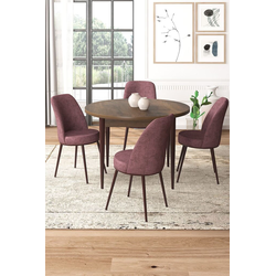 Hanah Home Set Trpezarijski sto i 4 stolice, Prljavo roze