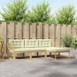 Set vanjskih sofa s jastukom 4 pcs Bijela i krem Poliester