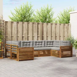 Set vanjskih sofa s jastukom 6 pcs Prirodna i svijetlo siva