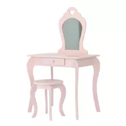 Roze sto za šminkanje sa ogledalom + stolica