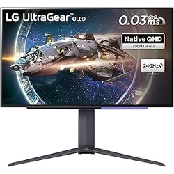 LG Electronics 27GR95QE-B UltraGear Gaming Monitor 27 Inch (67.32 cm), OLED, 2560 x 1440, 16:9, WQHD 1440p, 98.5% DCI-P3, HDR10, 0.03 ms GtG, 200 cd/m2, 240 Hz - Black