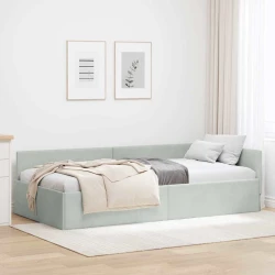 Kutni okvir kreveta Svijetlo siva 90 cm x 190 cm Baršun