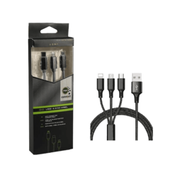 FINISH LINE DATA PODATKOVNI IN POLNILNI KABEL MICRO USB-MINI USB-TIP C-I PHONE 1,2M 2A 3V1
