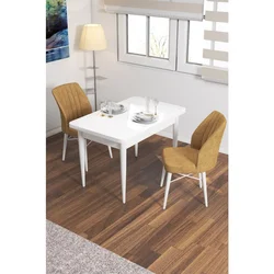 Hanah Home trpezarijski set Arp, sto i 2 stolice, bela ploča, kapućino tkanina Babyface