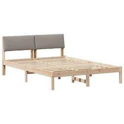 Vidaxl Kovinska posteljna konstrukcija Rjava in taupe 135 x 190 cm