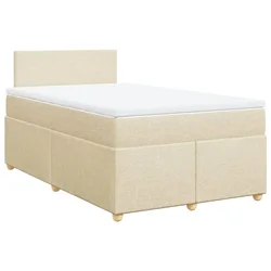 Vidaxl Box spring postelja z vzmetnico krem 120x200 cm blago