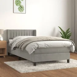 Box spring krevet s madracem svjetlosivi 90x190 cm baršunasti
