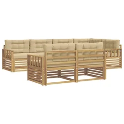 Set vanjskih sofa s jastukom 7 pcs Bijela i bež Poliester