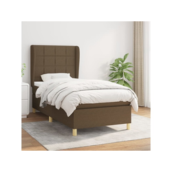 Den Box spring postelja z vzmetnico temno rjava 80x200 cm blago