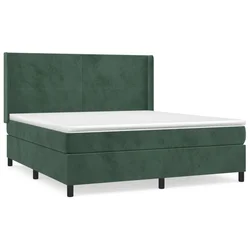 Vidaxl Box spring postelja z vzmetnico temno zelena 180x200 cm žamet
