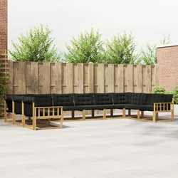 Set vanjskih sofa s jastukom 10 pcs Bijela i crna