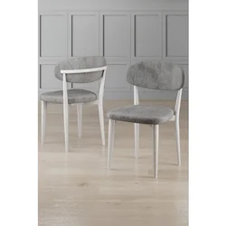 Hanah Home set trpezarijskih stolica Onex 2 kom, siva bukle tkanina, bele drvene noge