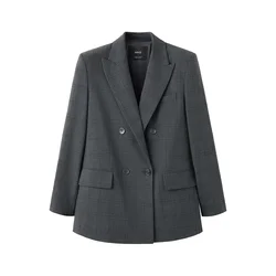 MANGO Blazer PAU siva / antracit / črna