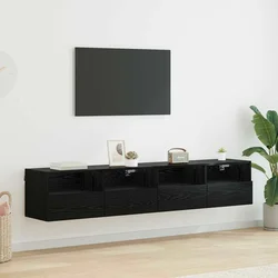 TV zidni ormari Zidne 2 pcs Crni hrast 80 x 30 x 30 cm