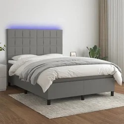 Krevet box spring s madracem LED tamnosivi 140x200 cm tkanina