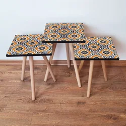 Hanah Home Set klub stočića 3Shp249, 3 komada, Ljubičasta