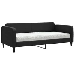 Vidaxl Dnevna postelja z vzmetnico črna 90x190 cm blago